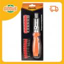 Отвертка реверсивная Sparta с шарниром, битами и торцевыми головками