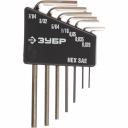 Набор имбусовых ключей для точных работ Набор ключей имбусовых Зубр "Эксперт" Мини для точных работ Cr-V HEX SAE 0,028" 0,035" 0,05" 1/16" 5/64" 3/32" 7/64" 7 шт. 27475-H7