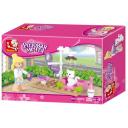 Конструктор пластиковый для детей Sluban "Розовая мечта: салон для кошек", 30 деталей,