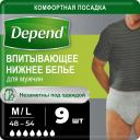 Бельё нижнее Depend впитывающее, для мужчин, L-XL, 48-54, 9 шт.