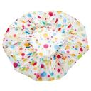 Dewal Beauty Шапочка для душа без кружева, белый/цветной горох, 1 шт.