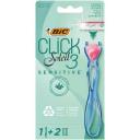 Бритва 3 подвижных лезвия, BIC Click 3 Soleil Sensitive, 1 ручка и 2 сменные кассеты