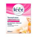 Набор Veet (Вит) для депиляции воск теплый с эфирными маслами 250 г + полоски 12 шт. + лопатка