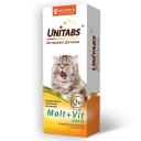 Паста для кошек Unitabs Malt+Vit, для выведения шерсти, с таурином, 120 мл