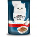 Влажный корм для кошек Gourmet Perle Соус де-Люкс, говядина, 85 г