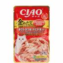 INABA CIAO Влажный корм (пауч) для кошек, тунец магуро и тунец кацуо с крабом сурими, 60 гр.