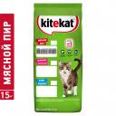 Сухой корм для кошек Kitekat, мясной пир, 15кг