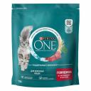 Purina One полнорационный для кошек, с говядиной - 750 г повседневный супер премиум для взрослых с говядиной мешок Россия 1 уп. х 1 шт. х 0.75 кг