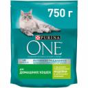 PURINA ONE Корм сух.индейка,цельные злаки д/домашних кошек 750г