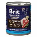 Корм влажный Brit Premium by Nature консервированный, для собак, говядина и рис, 850 г