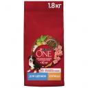 Сухой корм для щенков Purina ONE, для средних и крупных пород, курица, рис, 1,8 кг