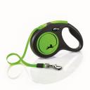 Flexi Рулетка для собак New Neon, M, до 25 кг, ремень 5 м, черно-зеленая
