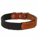 Каскад Ошейник для собак брезент-кожа, обхват шеи 55-64 см, ширина 3,5 см, черно-коричневый