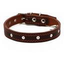 Ошейник кожаный "Строгий шип", 56 х 2.5 см, ОШ 35-45 см, коричневый