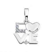 Серебряная подвеска "Love", родий, фианиты, высота 10 мм Серебряная подвеска "Love", родий, фианиты, высота 10 мм