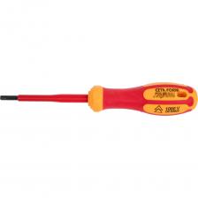 Отвёртка диэлектрическая 1000V hex 4x80 мм, длина 180мм, Ceta Form G06-040-080Диэлектрическая отвёртка предназначена для ремонтных работ в условиях наличия напряжения до 1000 В. Изготовлена из сверхпрочной стали, что делает инструмент надежным и долговечным. Наконечник покрыт чёрной оксидной плёнкой. Эргономичная рукоять служит для комфортной эксплуатации. Внимание! Инструмент может отличаться своими характеристиками от ознакомительного изображения модели.