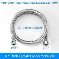 Шланг для душа 10/20/30/40/50/60/80/100 см, удлинительная трубка с сильфоном 1/2 дюйма 3/4 дюйма, Штекерный разъем, водонагреватель из нержавеющей стали 304