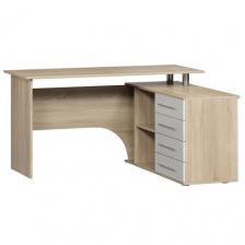СОКОЛ компьютерный стол КСТ-109, угол: справа, ШхГхВ: 140х127х75 см, цвет: дуб сонома/белый