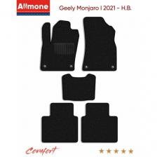 Коврики текстильные Allmone "Комфорт" для Geely Monjaro 1 (Гибрид) 2021 - Н. В, черные, 5шт. / Джили Монжаро 1 / ворсовые / автоковрики в салон