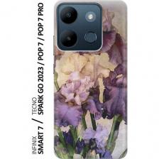 Силиконовый чехол Фиолетовые цветы на Infinix Smart 7 / Tecno Spark Go 2023 / Pop 7 / Pop 7 Pro / Инфиникс Смарт 7 / Текно Спарк Го 2023