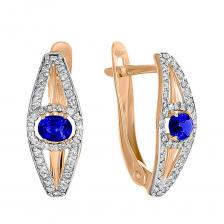 Золотые серьги с сапфирами и бриллиантами