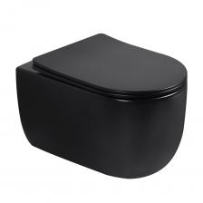 Унитаз подвесной Abber Bequem безободковый черный матовый с сиденьем дюропласт микролифт смыв торнадо (AC1104TMB)