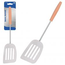 Лопатка МУЛЬТИДОМ Фантазия NEW DA50-150 предназначена для переворачивания готовящихся на сковороде блюд и подачи их к столу, а также для нарезки и раскладывания кондитерских изделий: пирогов, тортов и т. д. Изготовлена: рабочая часть из хромированной стали, ручка из дерева. После приминения вымыть с использованием жидких моющих средств.