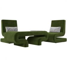 Волна набор 3 - стол, 2 кресла (микровельвет зеленый) Лига Диванов 115719