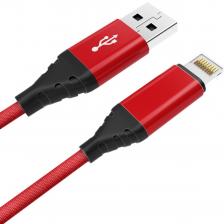 Дата-кабель Akai CE-610 USB-A-Lightning оплетка текстиль Red