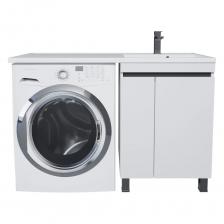 Тумба под раковину Uperwood Magenta для установки со стиральной машиной представляет собой функциональное, надежное и практичное решение, которое отлично впишется в любой современный интерьер ванной комнаты. Элегантный минималистичный дизайн тумбы дополняет ее безупречная матовая поверхность. Фасад и боковые стенки изделия выполнены из МДФ толщиной 16 мм. Покрытие тумб - Soft touch. Коллекция тумб Uperwood Magenta представлена подвесными и напольными моделями в 3 цветовых решениях: белый матовый, черный матовый и белый матовый с графитовыми вставками. У напольных тумб Magenta 2 распашные дверцы, одна из секций оснащена полкой. Подвесные тумбы Magenta имеют выдвижной ящик, который изготовлен из ВЛДСП и оснащен доводчиками премиум-класса. Подвесные тумбы Magenta также представлены моделями с двумя распашными дверцами. Размерный ряд тумб под раковину Magenta представлен моделями 60 см и 50 см (фактическая ширина 55 см и 45 см). Для тумб Uperwood Magenta 60 см подходит раковина Uperwood Magenta 120 см (с правой чашей арт. 2490000009; с левой чашей арт. 2490000010). Для тумб Uperwood Magenta 50 см подходит раковина Uperwood Magenta 110 см (с правой чашей арт. 2490000011; с левой чашей арт. 2490000012). Тумба может быть установлена как с правой, так и с левой стороны относительно стиральной машины в зависимости от положения чаши раковины. "Крыло" раковины Uperwood Magenta располагается над стиральной машиной.