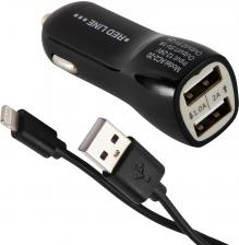 Автомобильное зарядное устройство AC2-20 с кабелем Apple Lightning Black