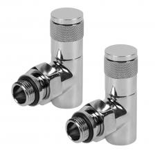 Набор дизайн-вентилей PIANO, угловой (хром) 1/2