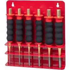 Набор выколоток 6 предметов с держателем на стену от Arnezi — это удобный и практичный комплект инструментов, предназначенный для выполнения различных задач по обработке металла, таких как выравнивание, правка и формовка деталей. В набор входят выколотки разных размеров и форм, а также держатель для удобного хранения и организации инструментов на стене.