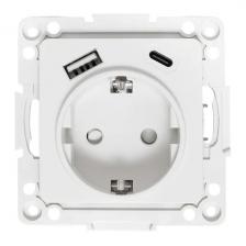 EKF EYR16-2USB-typeA-typeC Стокгольм Механизм Розетки 1-местной с/з, USB A+C 16А 1 шт