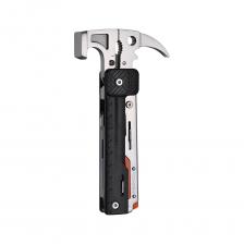 В закрытом виде Roxon H1 выполняет функцию молотка. В конструкцию молотка также встроены плоскогубцы, гаечный ключ, кусачки по твердому и мягкому металлу, гвоздодер и плоскогубцы. Ручки для плоскогубцев закреплены фиксатором. Чтобы раскрыть их, необходимо сдвинуть фиксатор вниз. Для закрытия необходимо сложить вместе ручки и задвинуть фиксатор обратно. Огниво находится в выдвигающейся ручке, остальные инструменты встроены в основную часть рукоятки. Закрепляется нужный инструмент с помощью замка Liner Lock. Деталь с крестовой отверткой также выполняет функцию напильника. Часть с открывашками имеет плоскую отвертку на конце и деталь для зачистки проводов, что очень удобно использовать в ремонте электротехники.Также встроена пила по дереву, которая легко управляется с ветками и мелкими дощечками. В комплект вложен набор с битами.