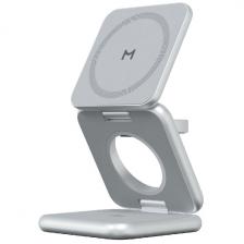 Складное беспроводное зарядное устройство Magssory Fold Pro, 3 в 1, с магнитами, совместимое с Qi2 (silver WCH063)