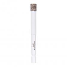 Алмазное сверло Diam Extra Line V-TECH 8x35 1/4 HEX-E используется для создания отверстий в керамике, граните, керамограните, мраморе, ониксе, травертине. Посадочное отверстие HEX 1/4. Сверло изготовлено методом вакуумного спекания по технологии «V-TECH». Сверло подходит для работы с шуруповертами и дрелями без водяного охлаждения. Внимание, изображение товара может отличаться от реального! Верные параметры указаны в технических характеристиках товара.