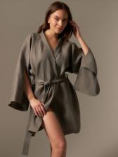 Халат женский короткий SL HOME Graphite, размер 44-52, лён 100%, графит