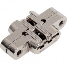 Скрытая мебельная петля Soss. Угол раскрытия: 180 градусов. Для толщины створки: 13-16 мм. Материал: цинковое литье. Покрытие / цвет: никелированная. Поставляются в комплекте с 4 шурупами 3 х 19 мм. Размеры скрытой мебельной петлиSoss: Высота: 43 мм. Ширина: 9,6 мм. Размер по осям между отверстиями для шурупов: 17,1 мм. Другие размеры на дополнительном изображении.