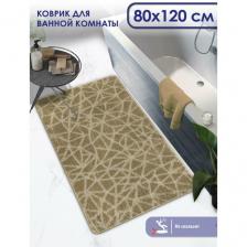 Коврик для ванной, прикроватный коврик противоскользящий. SHAHINTEX РР 80х120 001 кофе с молоком 55