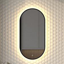 Зеркало Defesto Aura DF 2932S 40x80, с теплой подсветкой, сенсорный выключатель, черное