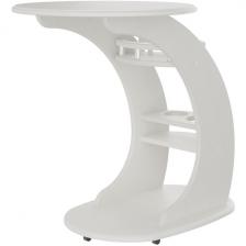 Стол журнальный с полкой на колесах придиванный Люкс молочный дуб Л Mebelik (овальная столешница)