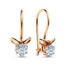 Золотые детские серьги с фианитами