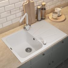 Кухонная мойка кварцевая Uperwood Quartz UPD-04, прямоугольная, цвет 01 белая