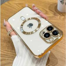 ReBronShop / Чехол на iPhone 11 с MagSafe / Айфон 11 с MagSafe магнитом силикон, с защитой камеры, золотой