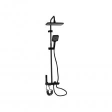 Смеситель + стойка душевая тропический душ BRIMIX с двумя душевыми лейками и гигиеническим душем, широкий корпус из АБС пластика с клавишным управлением, цвет ЧЕРНЫЙ 30512