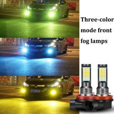 30 Вт 3-цветная вспышка H8 H11 Светодиодные противотуманные фары Двухцветные светодиодные противотуманные фары 3030 36SMD H3 H7 H9 Светодиодные лампы 9005 9006 HB3 HB4 Светодиодная противотуманная лампа