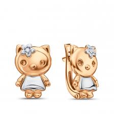 Золотые детские серьги с фианитами