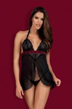Сорочка Obsessive Rossita babydoll, Чёрный, L/XL
