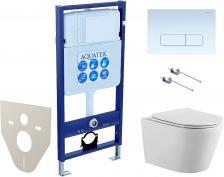 Комплект Унитаз подвесной AQUATEK Вега AQ1905-00 безободковый, с микролифтом + Инсталляция Standard INS-0000012 + Комплект креплений KKI-0000001 + Кнопка KDI-0000013 белая